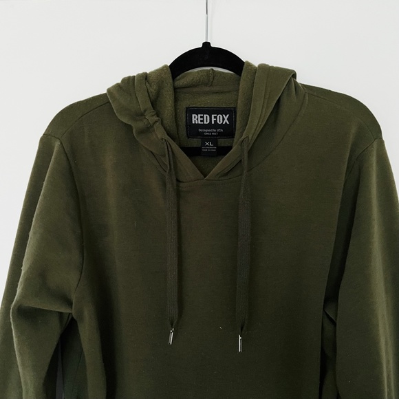 Rare Unisex Olive Green Red Fox Size XL Chunky Zippered Streetwear Hoodie - Picture 4 of 5